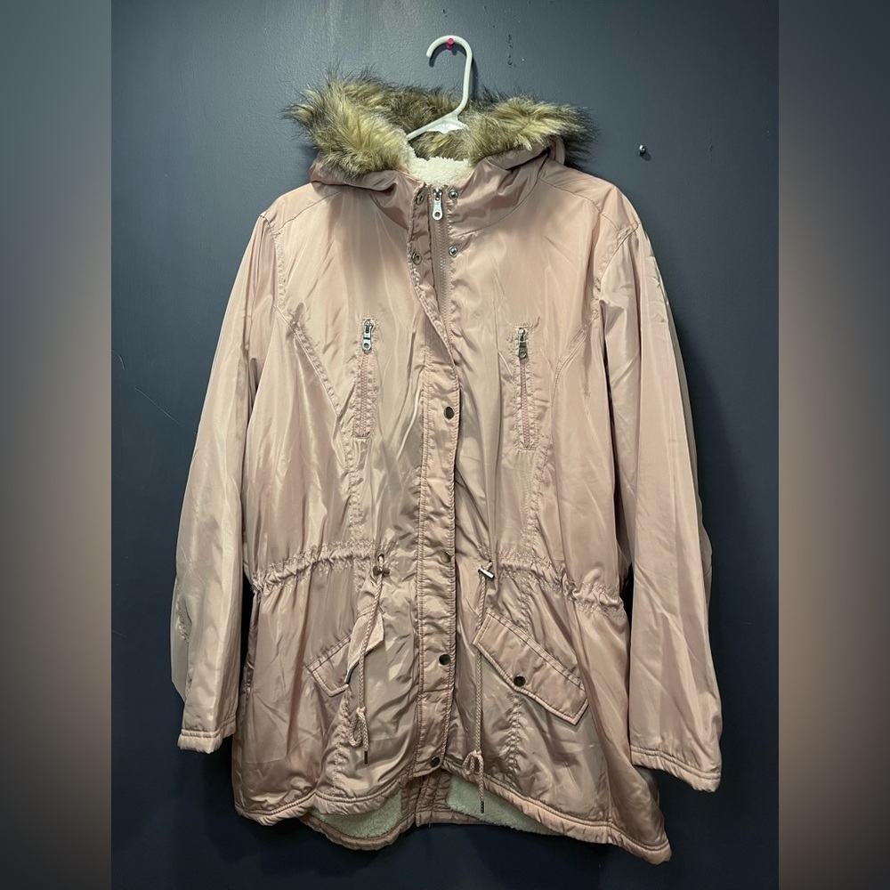 New Look Baby Pink Parka Fur Coat